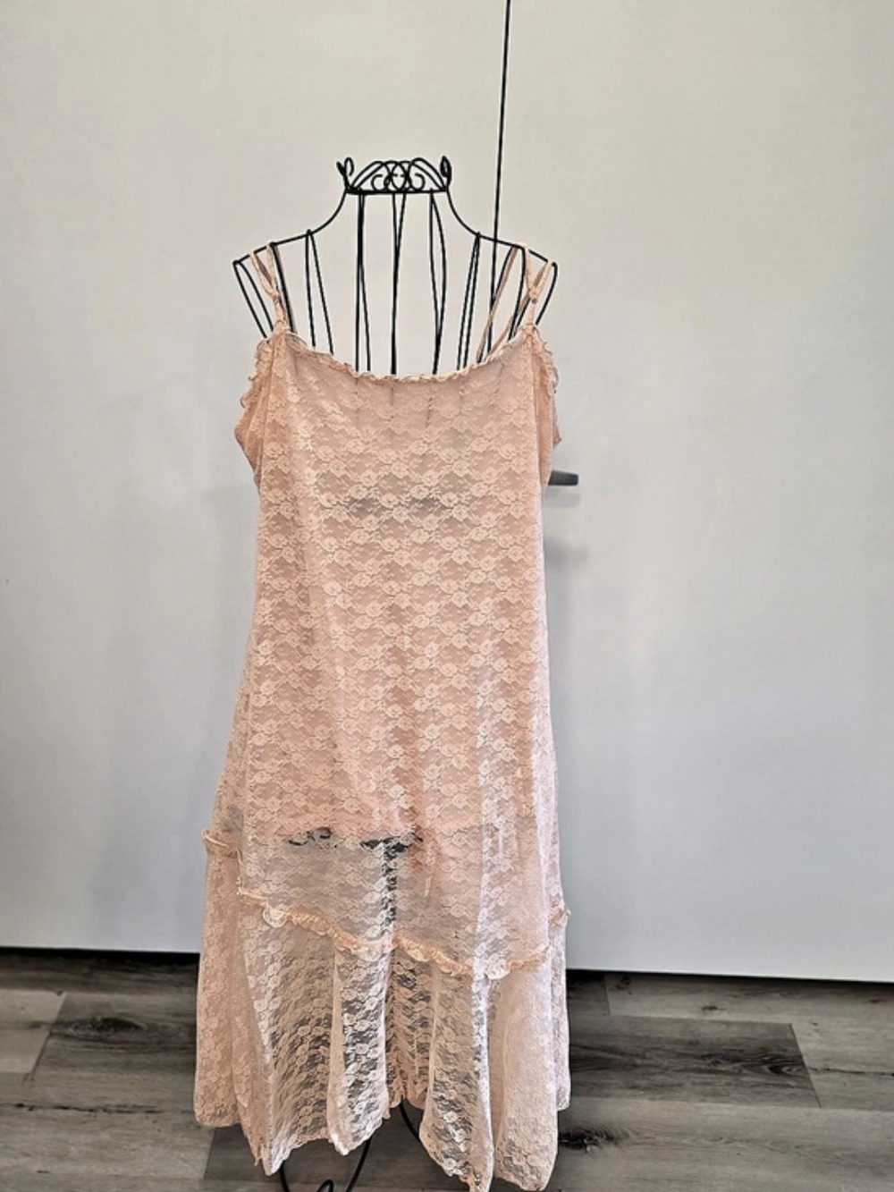 Old Navy Fit & Flare Lace Midi Dress Pink XL